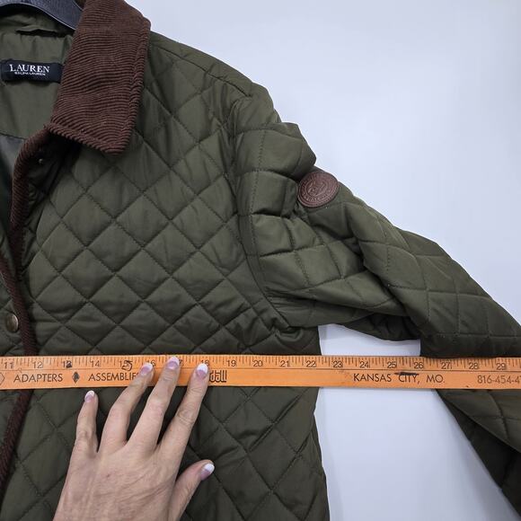 Lauren Ralph Lauren LRL Quilted Barn Coat Women's LG Green Chore Jacket Corduroy - Picture 7 of 16